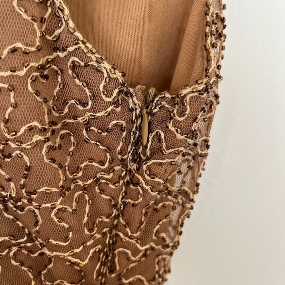 1920s Style Antique Gold Beaded Renee Fringe Cocktail Dress - Picture 4 of 10